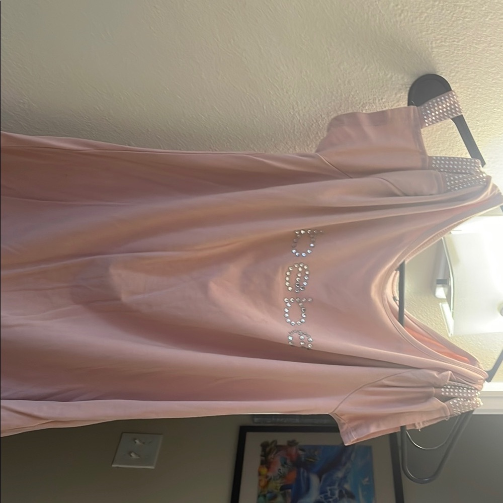 Bebe Light Pink Rhinestone Embellished Top